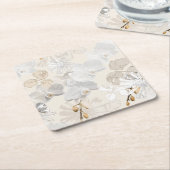 軽いクリームに白いラン スクエアペーパーコースター (アングル)