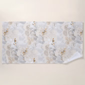 軽いクリームに白いラン ビーチタオル (正面)