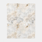 軽いクリームに白いラン フリースブランケット (正面)