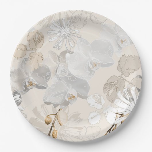 軽いクリームに白いラン ペーパープレート (正面)