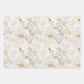 軽いクリームに白いラン ラッピングペーパーシート (正面)