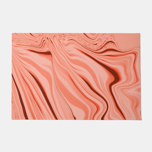 軽いサーモントーンの波状の布、赤い曲線 ドアマット (正面)