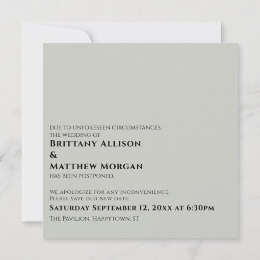 軽いセージときに私たちはあなたを延期したハグ結婚できる 招待状 (裏面)