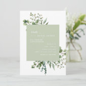 軽いセージの葉ブライダルシャワー招待 招待状 (スタンド正面)