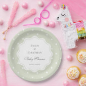 軽いセージ緑と白水玉模様赤ちゃんシャワー ペーパープレート (パーティー)