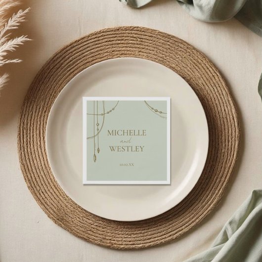 軽いセージ緑のボホビーズドレープ結婚ド スタンダードカクテルナプキン