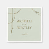 軽いセージ緑のボホビーズドレープ結婚ド スタンダードカクテルナプキン (正面)