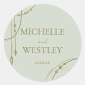 軽いセージ緑のボホビーズドレープ結婚ド ラウンドシール (正面)