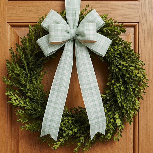 軽いセージ緑の草原 サテンリボン