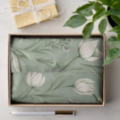 軽いセージ離れグリーンのチューリップ 薄葉紙 (ギフト)