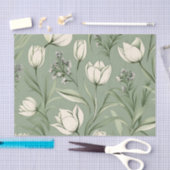 軽いセージ離れグリーンのチューリップ 薄葉紙 (クラフト)