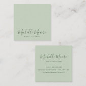軽いセージ·グリーンのミニマリエレガントストプロフェッショナル スクエア名刺 (正面/裏面)