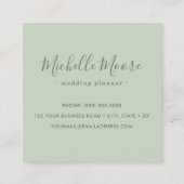 軽いセージ·グリーンのミニマリエレガントストプロフェッショナル スクエア名刺 (裏面)