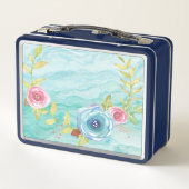 軽いターコイズとバラ弁当箱 メタルランチボックス (裏面)