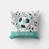 軽いティール(緑がかった色)女子スポーツルームサッカーボール クッション (正面)