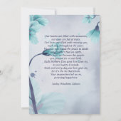 軽いティール(緑がかった色)青い花の愛のメモリーフォトカード (裏面)