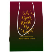 軽いハートのグラデーションでパーソナライズなクリスマス ミディアムペーパーバッグ (正面)