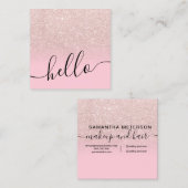 軽いバラ金ゴールドグリッターグラデーションのキャンディピンクハロー スクエア名刺 (正面/裏面)