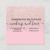 軽いバラ金ゴールドグリッターグラデーションのキャンディピンクハロー スクエア名刺 (裏面)