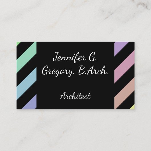 軽いパステルのストライプの建築家の名刺 名刺 (正面)