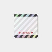 軽いパステルカラー及び黒のストライプパターン及び名前 ポストイット (正面)