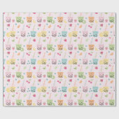 軽いピンクと白いの可愛いバブルティーストライプ ラッピングペーパー (フラット)