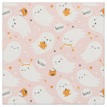 軽いピンクにカボチャを付けたかわいいハロウィーン幽霊