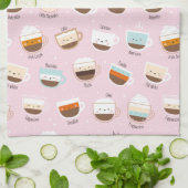 軽いピンクのコーヒーのかわいいカップ キッチンタオル (折り畳み)