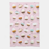 軽いピンクのコーヒーのかわいいカップ キッチンタオル (縦)