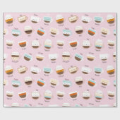 軽いピンクのコーヒーのかわいいカップ ラッピングペーパー (フラット)