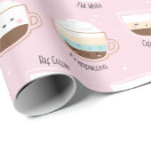 軽いピンクのコーヒーのかわいいカップ ラッピングペーパー (ロールコーナー)