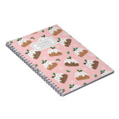 軽いピンクのノートに可愛いクリスマスプリン ノートブック (右側)