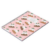 軽いピンクのノートに可愛いクリスマスプリン ノートブック (左側)