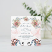 軽いピンクの波状の乱雑なブライダルシャワーの招待 セーブザデート (スタンド正面)