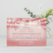 軽いピンク色の光の列のモダン結婚式 招待状 (スタンド正面)