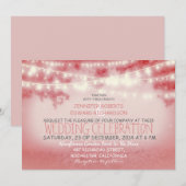 軽いピンク色の光の列のモダン結婚式 招待状 (正面/裏面)