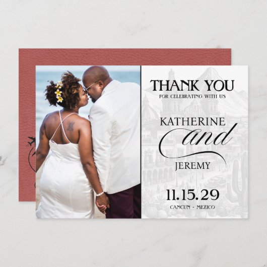 軽いブルゴーニュ・メキシコ・パスポート サンキューカード (正面/裏面)