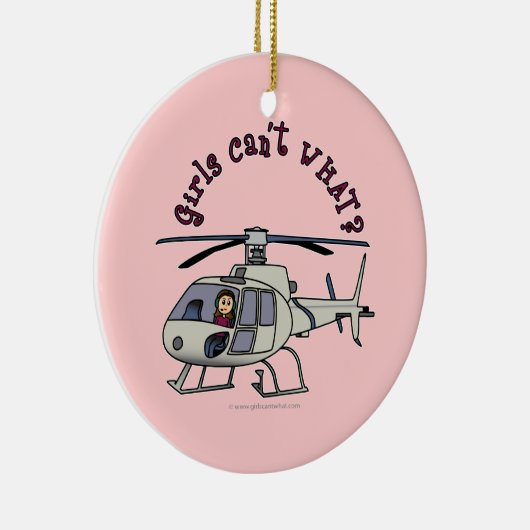 軽いヘリコプターパイロットガール セラミックオーナメント (右)