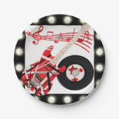 軽いボーダーが付いているギター記録および音楽ノート ペーパープレート (正面)