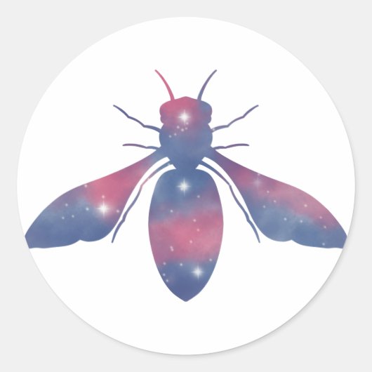 軽いミツバチ星景ステッカー ラウンドシール (正面)