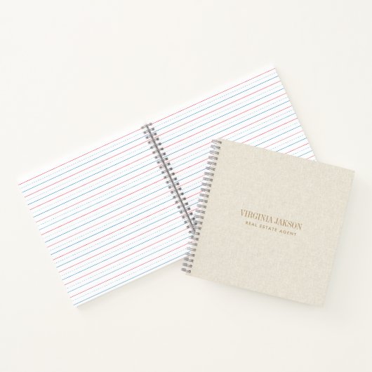 軽いミニマルクリームリネンのテクスチャプリント ノートブック (内部)