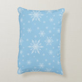 軽いヤグルマギクの青の冬の白い雪片 アクセントクッション (裏面(縦))