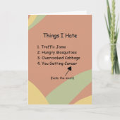 軽いユーモアを支持するがん カード (正面)