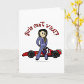 軽いレースカーのドライバーガール カード (黄色い花)