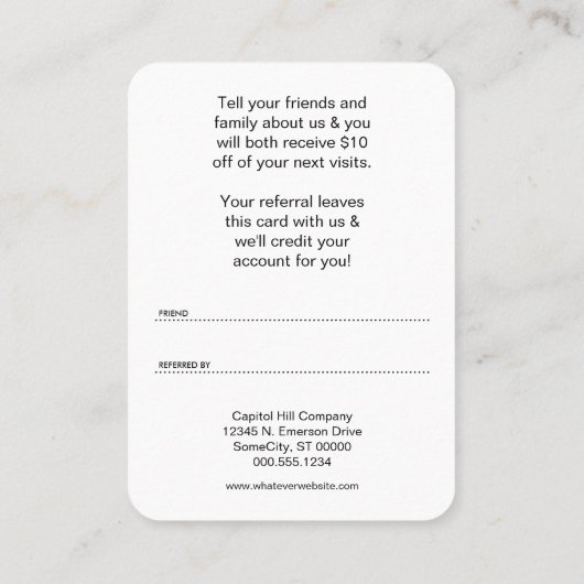 軽い参照します友人プログラムをありがとう 紹介カード (裏面)