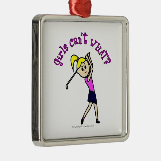 軽い女性ゴルファー メタルオーナメント (右)