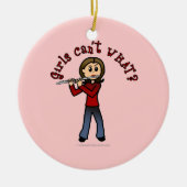 軽い女性フルート選手 セラミックオーナメント (正面)