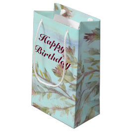 軽い抱き枕を有するブルゴーニュ水彩ティール（緑がかった色） スモールペーパーバッグ