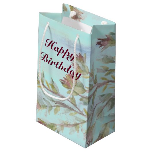 軽い抱き枕を有するブルゴーニュ水彩ティール（緑がかった色） スモールペーパーバッグ (裏面アングル)