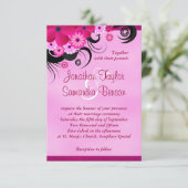 軽い明るい赤紫色フローラ3.5インチx 5インチ結婚式 招待状 (スタンド正面)